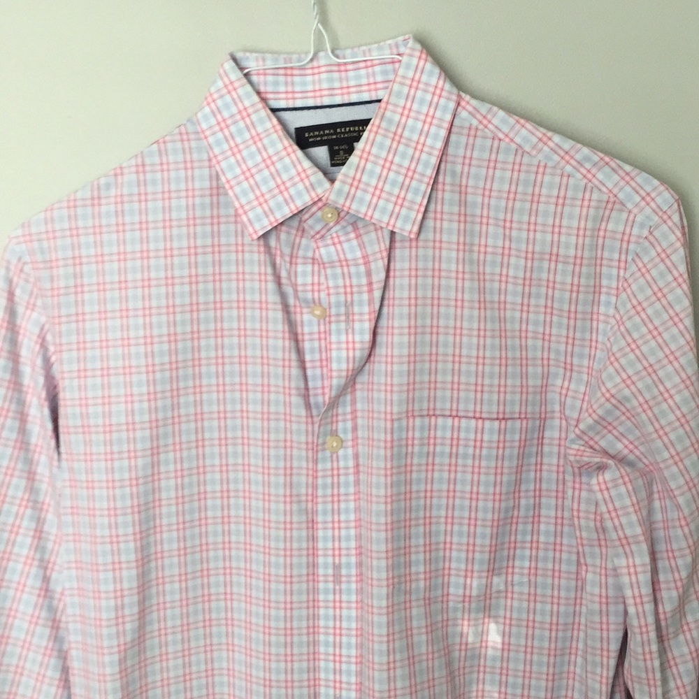 Blue and pink check dress shirt